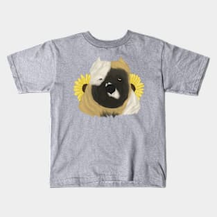 Fawn Pied American Bully with Sunflowers Kids T-Shirt